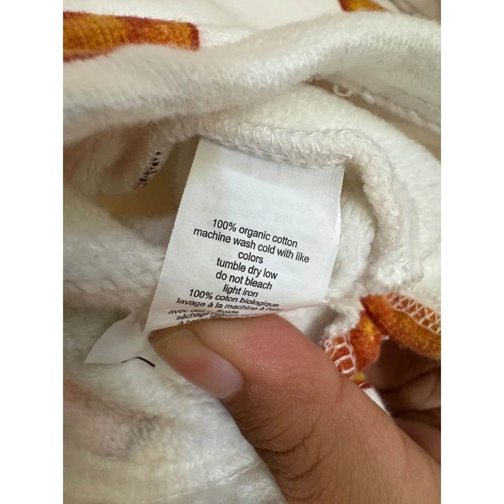 Monica + Andy Kids Apple Print Organic Cotton Shawl Collar Sweatshirt White 2T